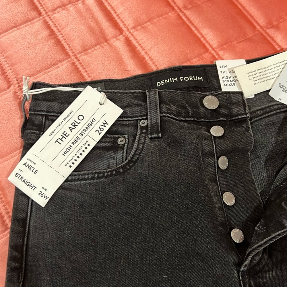 Denim Forum Black High Rise Straight Jeans